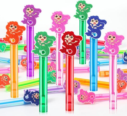 24PCS Mermaid Bubble Wand for Party Favors Decorations Supplies Classroom Prizes Valentines Easter Christmas Bags Basket Stuffers Gifts in Saudi Arabia