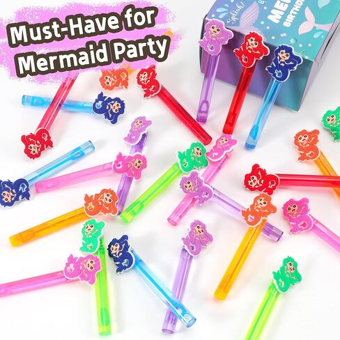 24PCS Mermaid Bubble Wand for Party Favors Decorations Supplies Classroom Prizes Valentines Easter Christmas Bags Basket Stuffers Gifts in Saudi Arabia