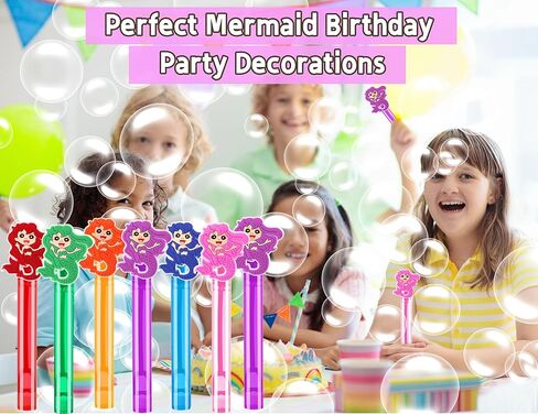 24PCS Mermaid Bubble Wand for Party Favors Decorations Supplies Classroom Prizes Valentines Easter Christmas Bags Basket Stuffers Gifts in Saudi Arabia