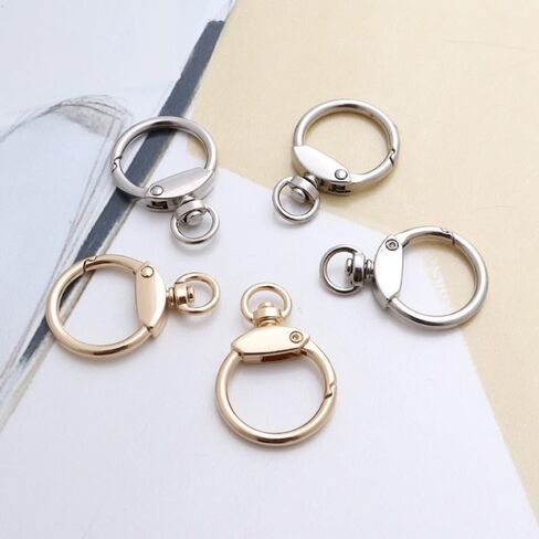 30Pcs Round Spring Snap Hooks with Swivel Ring, BetterJonny Inside Diameter 23mm Round Spring Keyrings Buckle Snap Clip Trigger for Keychain Bags Purse Craft DIY Accessories(3 Colors) in Saudi Arabia