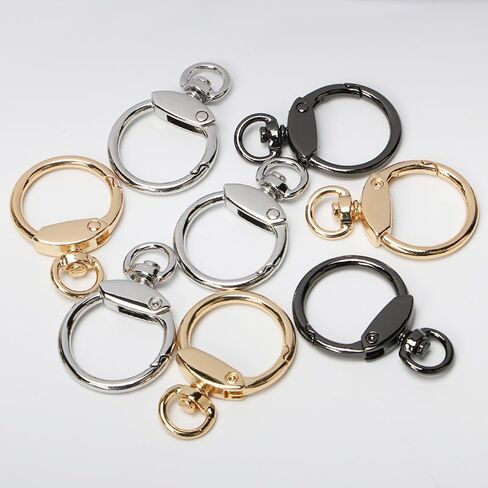30Pcs Round Spring Snap Hooks with Swivel Ring, BetterJonny Inside Diameter 23mm Round Spring Keyrings Buckle Snap Clip Trigger for Keychain Bags Purse Craft DIY Accessories(3 Colors) in Saudi Arabia