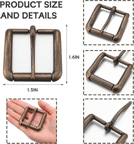 LEIFIDE 3pcs Belt Buckles for Men Women 1-1/2" Solid Antique Brass Metal Roller Buckle Classic Antique Square Replacement Belt Buckle for Belts Bags Shoes Hardware Accessories in Saudi Arabia