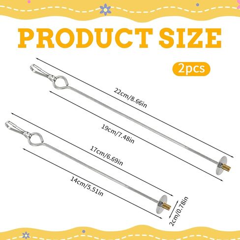 Jeffdad 2PCS Bird Cage Food Holder with Hook, Parrot Fruit Stick Feeder Stainless Steel Bird Feeder for Cage Vegetable Fruit Slow Feeder Bird Foraging Toys for Macaw Parakeet Parrot Budgie in Saudi Arabia