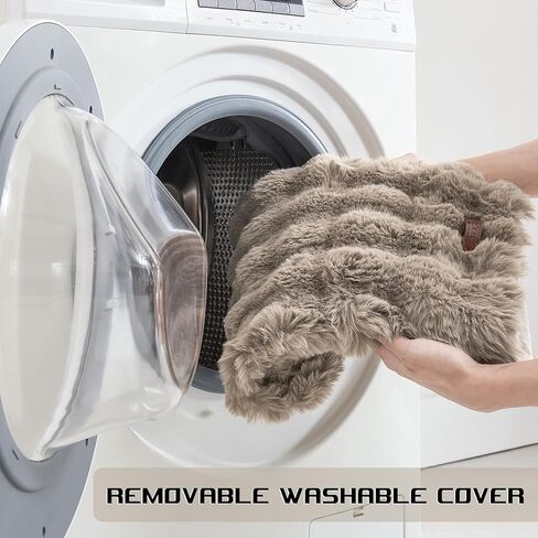 أسرة قفص الكلاب الرقيقة من WDCOZY للكلاب الكبيرة، وسادة بيت الكلب من الفرو الصناعي الفخم مع غطاء قابل للغسل، سجادة ناعمة للحيوانات الأليفة للنوم وتخفيف القلق، قاعدة مضادة للانزلاق للحيوانات الأليفة، 91.44 سم × 53.32 سم، بيج in Saudi Arabia