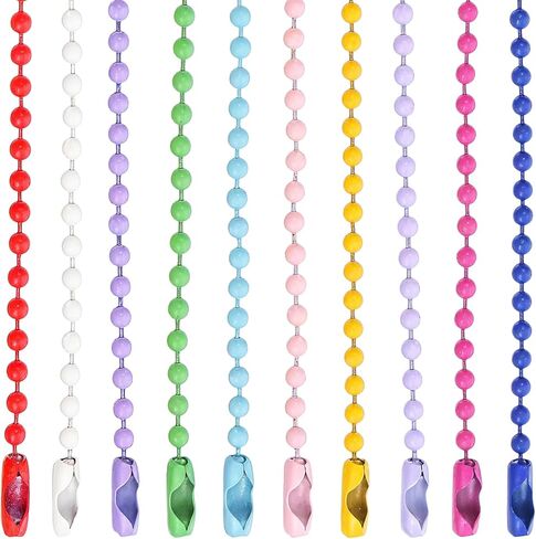 150 PCS Ball Bead Chain Keychain, 4.7 Inch Mixed Color Ball Keychain Dog Tag Chains, Small Metal Beaded Rings with Connector for Key Jewelry Making Hanging Decoration DIY Craft in Kuwait