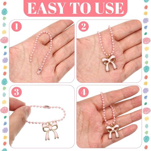 150 PCS Ball Bead Chain Keychain, 4.7 Inch Mixed Color Ball Keychain Dog Tag Chains, Small Metal Beaded Rings with Connector for Key Jewelry Making Hanging Decoration DIY Craft in Kuwait