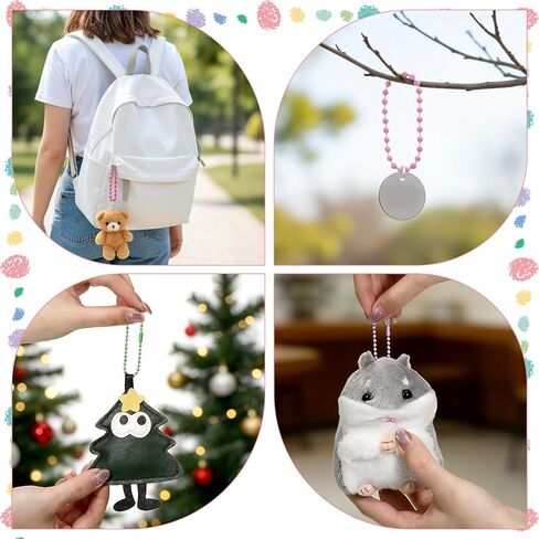 150 PCS Ball Bead Chain Keychain, 4.7 Inch Mixed Color Ball Keychain Dog Tag Chains, Small Metal Beaded Rings with Connector for Key Jewelry Making Hanging Decoration DIY Craft in Kuwait