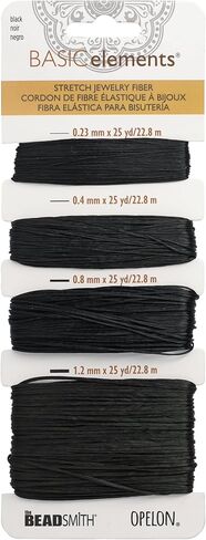 The Beadsmith Opelon Stretch Cord – Elastic Beading Fiber, White, Assorted Diameters (0.23 mm, 0.4 mm, 0.8 mm, 1.2 mm), 25 Yards (22.8 m) Each in Saudi Arabia