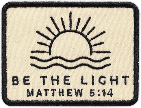 Be The Light Embroidered Patch Matthew 5:14 Christian Bible Verse Embroidery Patches Scripture Religious Sew On Iron On Cross Jesus Faith Patch for Clothes Backpacks Hats Jackets 3x2.3 Inches in Saudi Arabia