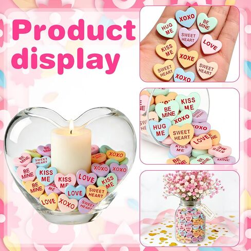 125 Pcs Valentine's Day Conversation Hearts Vase Filler Valentines Heart Ornament for Floating Candles Love Heart Centerpiece for Valentine Wedding Home Table Party Decor in Saudi Arabia