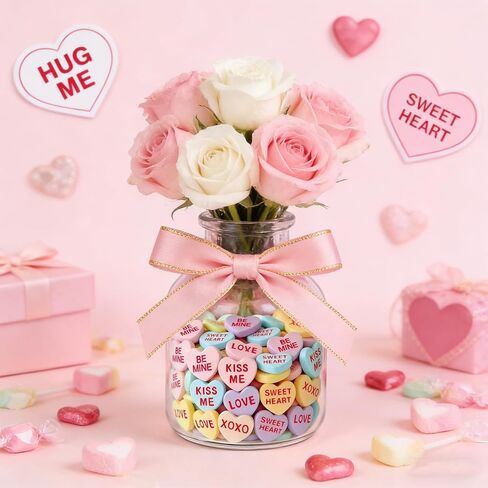 125 Pcs Valentine's Day Conversation Hearts Vase Filler Valentines Heart Ornament for Floating Candles Love Heart Centerpiece for Valentine Wedding Home Table Party Decor in Saudi Arabia