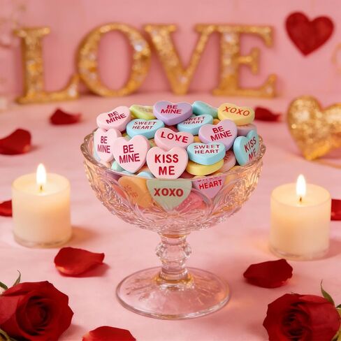 125 Pcs Valentine's Day Conversation Hearts Vase Filler Valentines Heart Ornament for Floating Candles Love Heart Centerpiece for Valentine Wedding Home Table Party Decor in Saudi Arabia