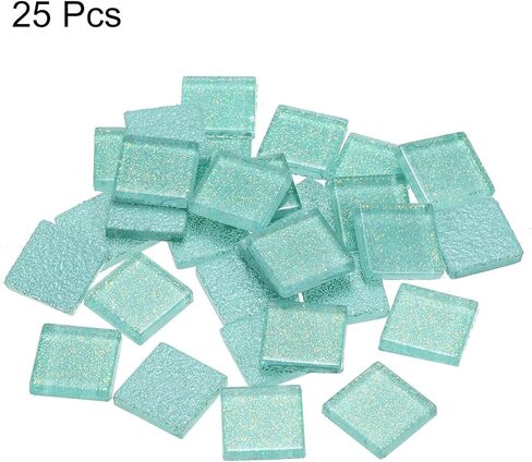 Generic Mosaic Tiles, Glass Tiles, Shine Crystal Mosaic Glass Pieces Bulk Square Glitter Crystal Mosaic Tiles 2 x 2cm for Home Decoration, DIY Crafts, Pack of 25(100g, Ocean Blue) in Saudi Arabia