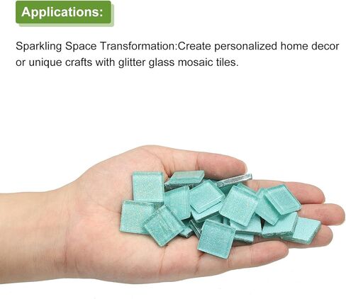 Generic Mosaic Tiles, Glass Tiles, Shine Crystal Mosaic Glass Pieces Bulk Square Glitter Crystal Mosaic Tiles 2 x 2cm for Home Decoration, DIY Crafts, Pack of 25(100g, Ocean Blue) in Saudi Arabia