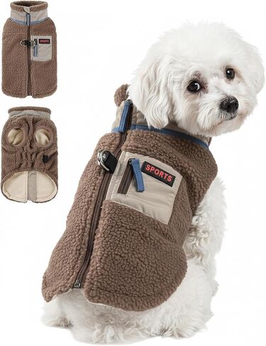 Warm Fleece Dog Jacket,Sweater Vest with Collared and Zipper,Cold Weather Coats for Small Dogs Apparel in Saudi Arabia
