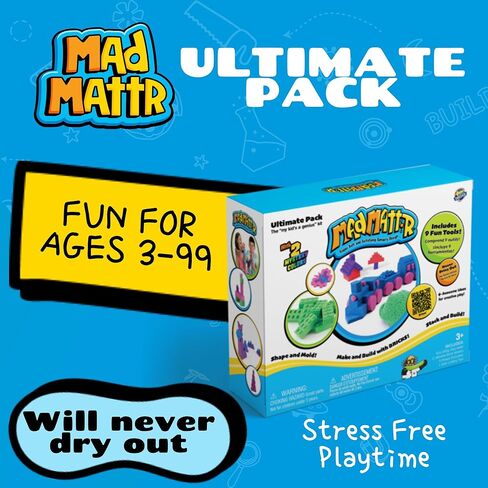 Mad Mattr Ultimate Pack, Fun for Ages 3 and up, 10oz of Mad Mattr, Extruders, Ultimate Brick Makers, a Safe Cutting Tool, Non-Toxic Dough and Never Dries Out in Saudi Arabia