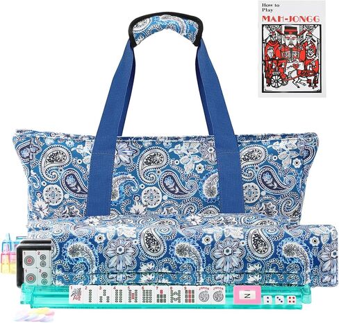 American Mahjong Tile Set,166 Premium White Tiles Mahjong Set, 4 All-in-One Rack/Pushers, Mahjong Tile Set with Flower Carrying Bag in Saudi Arabia