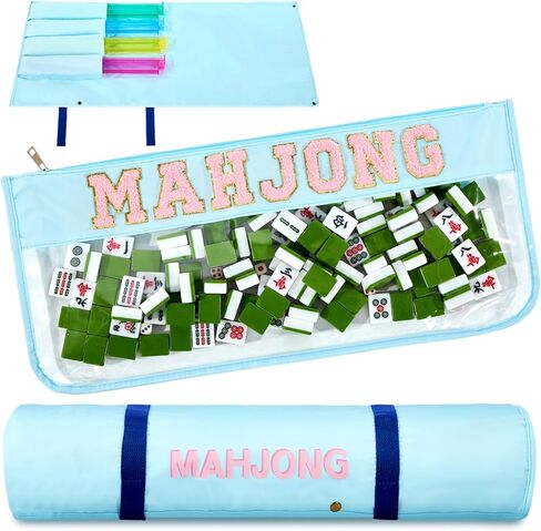 2 Pcs Mahjong Bags for Tiles and Racks Include Mahjong Tile Bag & Rack Bag, 37 Inch Protective Sleeve Tile Gift Accessory with Zipper & Letter for Mahj Pusher, Not Include Racks& Tiles(Pink) in Saudi Arabia
