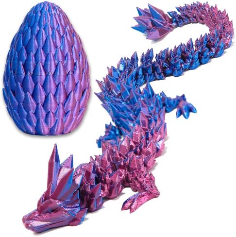 3D Printed Dragon Egg, 15Inch Crystal Dragon with Egg,Surprise Egg,Articulated Fidget s for Executive Home Office Decor, for Kids Gifts (Multicolor) in Saudi Arabia