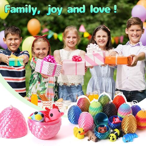 12 Pcs Mini 3D Printed Animal with 12 Pcs Easter Eggs, Articulated Flexible Cute Fidget Toys for Desk Decor, Party Favors, Christmas Easter Birthday Gift in Saudi Arabia