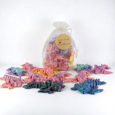 PowerTRC 10 Pack 3D Printed Dragon Baby Wyverns – Matte Rainbow Articulated 3D Printed Dragon Party Favors, Gift Bags & Collectibles in Saudi Arabia