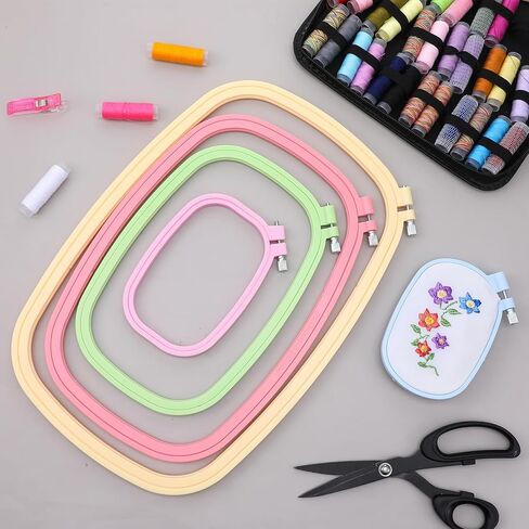 5 Pack Size Rectangle Square Embroidery Hoops Plastic Cross Stitch Hoop Reusable Frames Rings for DIY Sewing Project (5 Colors) in Saudi Arabia