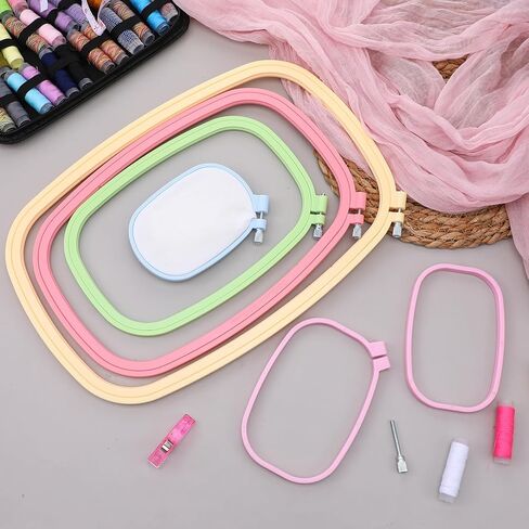 5 Pack Size Rectangle Square Embroidery Hoops Plastic Cross Stitch Hoop Reusable Frames Rings for DIY Sewing Project (5 Colors) in Saudi Arabia