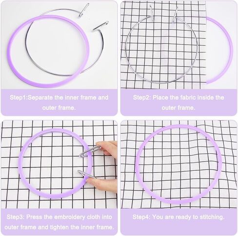 Metal Spring Tension Embroidery Hoop Embroidery Tension Shed, Cross Stitch Hoop, Cross Stitch Hoop, Darning Hoops (Purple) in Saudi Arabia