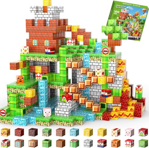 100 قطعة من الكتل المغناطيسية مقاس 0.8 بوصة، تكديس STEM Montessori، مكعبات بناء مغناطيسية للأولاد والبنات من سن 3 إلى 8 سنوات، مكعبات مغناطيسية تعليمية للإبداع، هدية عيد ميلاد للأعمار من 4 إلى 10 سنوات in Kuwait