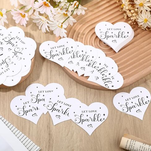 100 Pcs Wedding Tags Let Love Wedding Send Off Tags Heart Shape Cards and Acrylic Send Off Sign Clear Table Signs with Base for Weddings Anniversary Parties Engagement, No Sparkler in Saudi Arabia