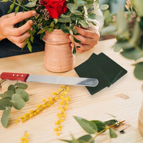 14.7 Inch Florist Professional Knife, 1 Pack Stainless Steel Floral Foam Knife for Florist Professional Sponge Foam Cutting Tool for Flower Foam Block, Cake, Handmade Accessory Tool, Brown in Kuwait