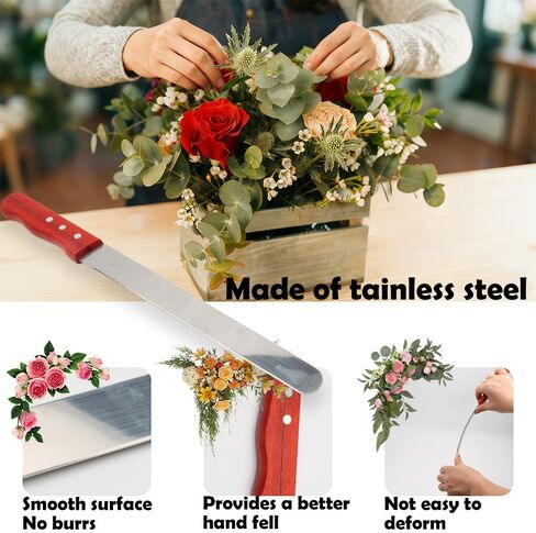 14.7 Inch Florist Professional Knife, 1 Pack Stainless Steel Floral Foam Knife for Florist Professional Sponge Foam Cutting Tool for Flower Foam Block, Cake, Handmade Accessory Tool, Brown in Kuwait