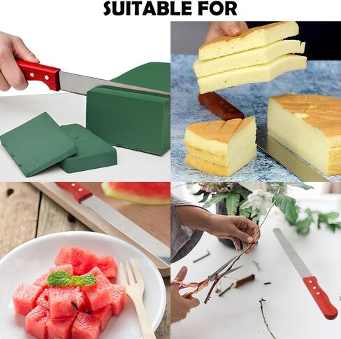 14.7 Inch Florist Professional Knife, 1 Pack Stainless Steel Floral Foam Knife for Florist Professional Sponge Foam Cutting Tool for Flower Foam Block, Cake, Handmade Accessory Tool, Brown in Kuwait