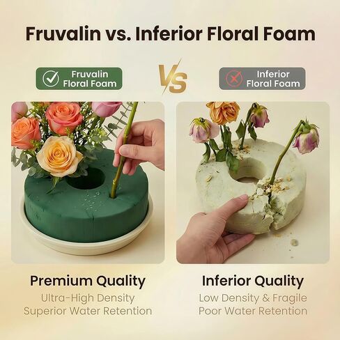 Fruvalin 11 بوصة قاعدة إكليل من رغوة الزهور عالية الكثافة من الواحة، حلقة مبللة للاحتفاظ بالمياه بشكل ممتاز، لحفلات الزفاف، السيارة، عيد الميلاد، العطلات والهدايا التذكارية، ديكور المنزل، دروس الزهور DIY واستخدام بائعي الزهور in Kuwait