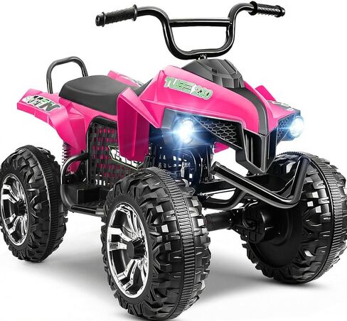 Hikole 4 Wheelers for Kids Ages 4-8-12-14, 24V 2 Seater Ride on Quad Car Toys, 4X100 Power Motor, 24'' Spacious Seat, Spring Suspension, Music, LED Lights, XL Side by Side ATV, Rose Pink in Saudi Arabia