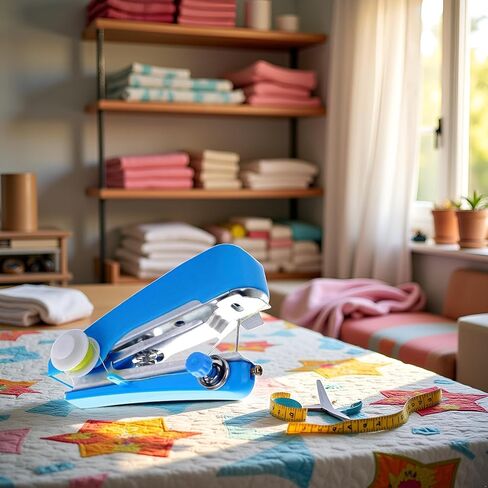 Blue Handheld Sewing Machine, Sewing Machines Portable Mini Manual Sewing Machine Handy Needlework Tool Mini Sewer Machine Hand Stitcher Sewing Machines,Arts, Crafts and Sewing in Saudi Arabia