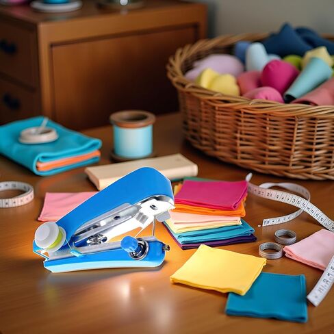 Blue Handheld Sewing Machine, Sewing Machines Portable Mini Manual Sewing Machine Handy Needlework Tool Mini Sewer Machine Hand Stitcher Sewing Machines,Arts, Crafts and Sewing in Saudi Arabia