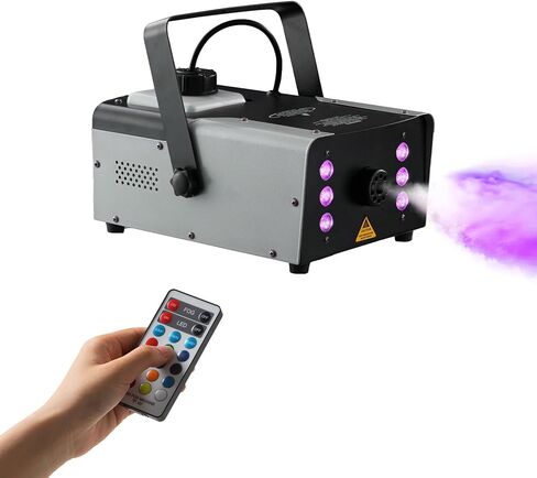 Sunolga 900W Halloween Fog Machine 6 Stage RGB LED Lights with 7 Colors & Strobe Effect 4000CFM Portable Smoke Machine with Wireless Remote Control for Halloween Weddings Parties or Home Decoration in Kuwait