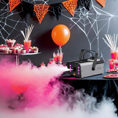 Sunolga 900W Halloween Fog Machine 6 Stage RGB LED Lights with 7 Colors & Strobe Effect 4000CFM Portable Smoke Machine with Wireless Remote Control for Halloween Weddings Parties or Home Decoration in Kuwait