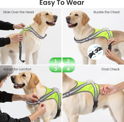 Xlife Light Up Dog Harness – Reflective Multicolored LED Vest Harness, Rechargeable, Rainproof, Adjustable, No Pull & Safe for Large Dogs for Night Walks, Hiking(L) in Saudi Arabia