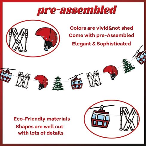 Snowboarding Garland Banner,Cable Car Snowboarding Ski Helmet Garland, Après Ski Bachelorette Party Decorations, Ski Birthday Party Bunting Sign in Saudi Arabia