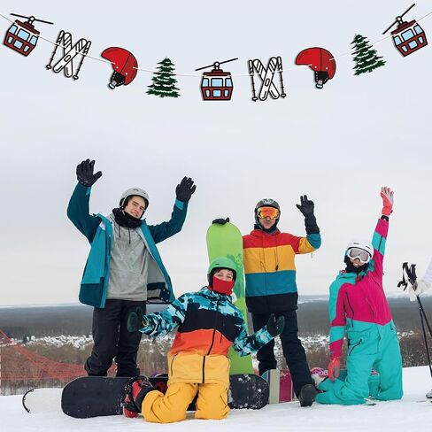 Snowboarding Garland Banner,Cable Car Snowboarding Ski Helmet Garland, Après Ski Bachelorette Party Decorations, Ski Birthday Party Bunting Sign in Saudi Arabia