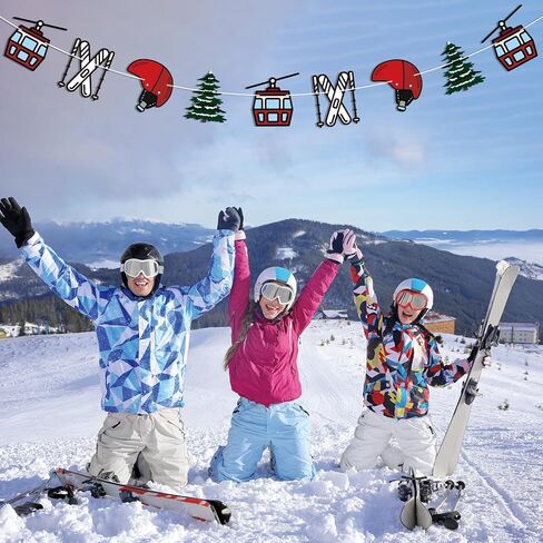 Snowboarding Garland Banner,Cable Car Snowboarding Ski Helmet Garland, Après Ski Bachelorette Party Decorations, Ski Birthday Party Bunting Sign in Saudi Arabia