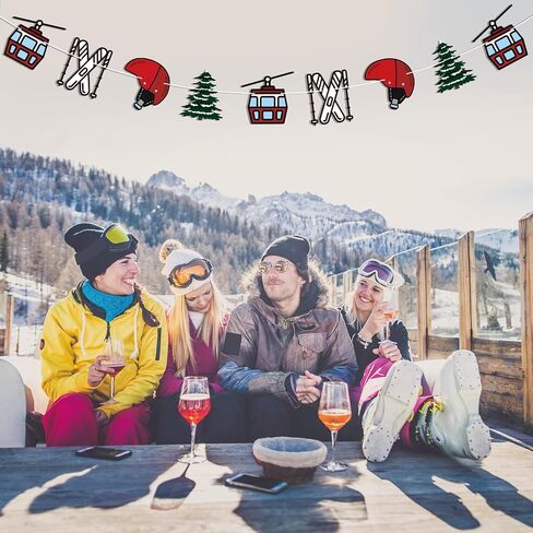 Snowboarding Garland Banner,Cable Car Snowboarding Ski Helmet Garland, Après Ski Bachelorette Party Decorations, Ski Birthday Party Bunting Sign in Saudi Arabia