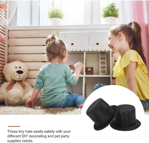 قبعات علوية من اللباد من DOITOOL للحرف اليدوية: قطعتان من القبعات العلوية السوداء الصغيرة، قبعة رجل ثلج صغيرة لحفلات عيد الميلاد، رجل الثلج، الدمية، ديكور المشاريع الحرفية in Kuwait