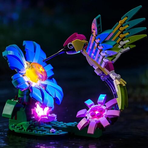إضاءة LED متوافقة مع Lego 31384 Wild Animals: طائر طنان ملون - أضواء فقط، مجموعة إضاءة متوافقة مع Lego ملون Hummingbird 31384، غير متضمنة النموذج in Kuwait