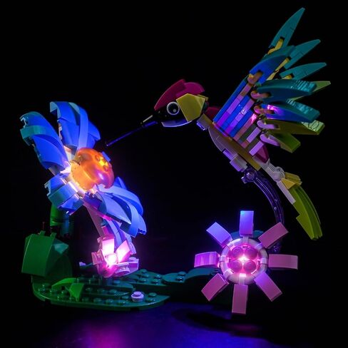 إضاءة LED متوافقة مع Lego 31384 Wild Animals: طائر طنان ملون - أضواء فقط، مجموعة إضاءة متوافقة مع Lego ملون Hummingbird 31384، غير متضمنة النموذج in Kuwait