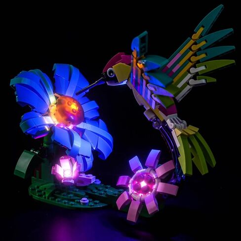 إضاءة LED متوافقة مع Lego 31384 Wild Animals: طائر طنان ملون - أضواء فقط، مجموعة إضاءة متوافقة مع Lego ملون Hummingbird 31384، غير متضمنة النموذج in Kuwait