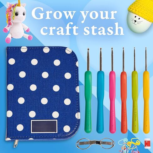 مجموعة خطافات ميلول كروشيه مكونة من 31 قطعة - طقم خيوط كروشيه مع 9 أحجام خطافات مريحة، 6 إبر غزل، لوازم حياكة وكروشيه إضافية وحقيبة حمل لصانعي الكروشيه in Kuwait