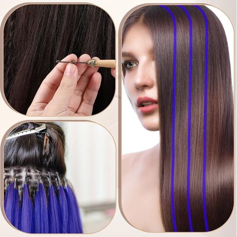 Guduling 4 Pcs Crochet Needle for Hair, Hair Tinsel Tool Set with Wooden Handle, Crochet Hook for Hair Extensions Crochets Needle for Braids or Feather Extensions in Saudi Arabia